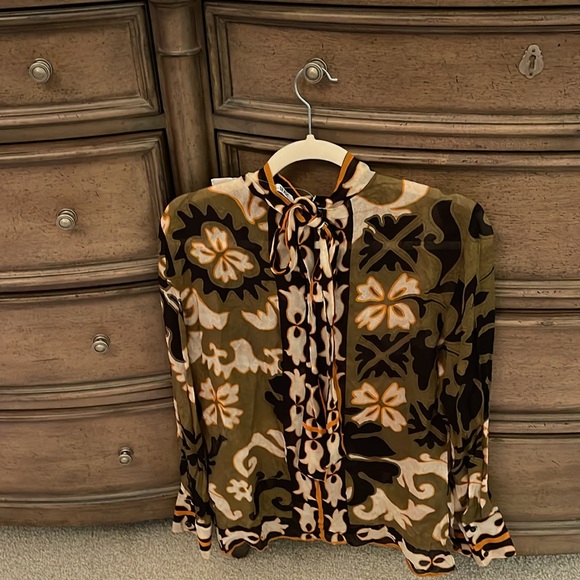 Zara V neck sheer blouse with back tie - Picture 3 of 4